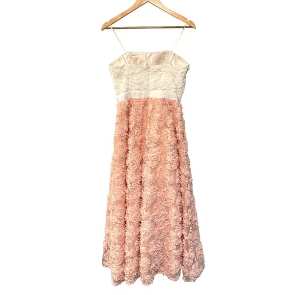 Adrianna Papell 6 Strapless Floral Applique Gown $489 Corset Dress Pink White - Picture 5 of 16